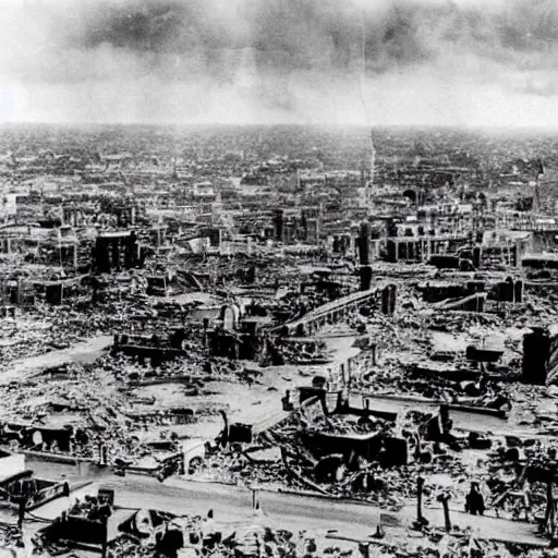 Image similar to aftermath of the atomic bombing of philadelphia