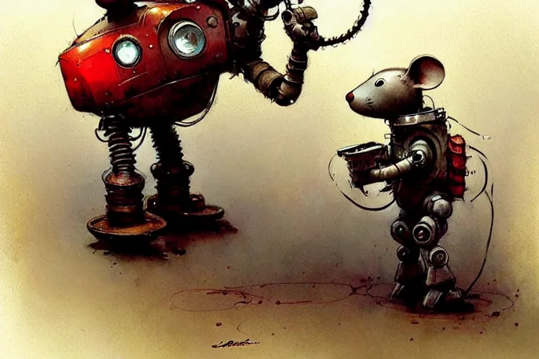 Image similar to adventurer ( ( ( ( ( 1 9 5 0 s retro future robot mouse explorer vehical. muted colors. ) ) ) ) ) by jean baptiste monge!!!!!!!!!!!!!!!!!!!!!!!!! chrome red