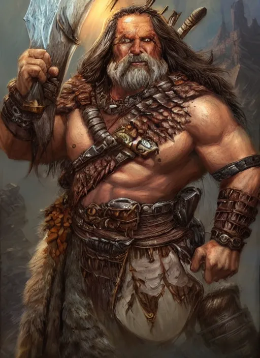 Prompt: barbarian, ultra detailed fantasy, dndbeyond, bright, colourful, realistic, dnd character portrait, full body, pathfinder, pinterest, art by ralph horsley, dnd, rpg, lotr game design fanart by concept art, behance hd, artstation, deviantart, hdr render in unreal engine 5