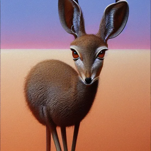 Image similar to portrait of a dik dik in spaceballs movie, artstation painted by Zdislav Beksinski and Wayne Barlowe