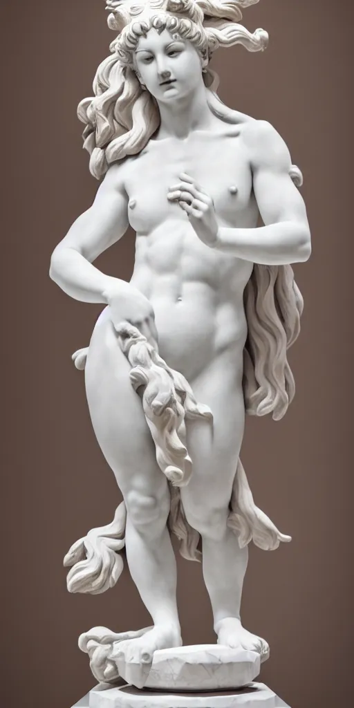 Image similar to an ancient greek statue of the sailor moon by naoko takeuchi inside louvre by michelangelo, white marble, studio lighting, professional photography, 4 k ultra hd resolution,