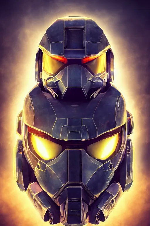 Image similar to robot ninja mask helmet halo master chief radiating a glowing aura global illumination ray tracing hdr fanart arstation by ian pesty and katarzyna da „ bek - chmiel