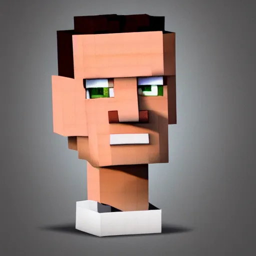 Image similar to hyperrealistic portrait caricature of steve from minecraft