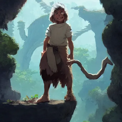 Prompt: Jake the 12 year old boy from the stone age,detailed face, cute face,epic,by rossdraws and greg rutkowski,wearing cave man clothes, concept art,