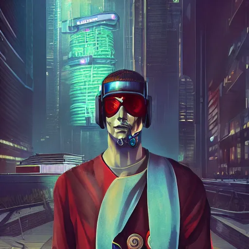 Image similar to cyberpunk augustus caesar as the leader of a futuristic communist nation, cybernetics, sharp lines, digital, artstation, colored in