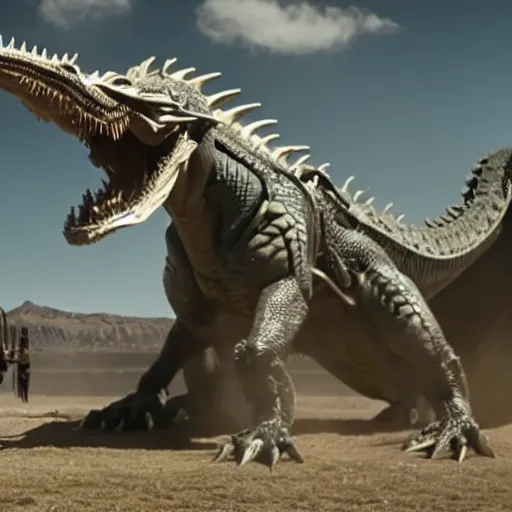 Image similar to cinematic still of westworld, evil dragon machine, highly detailed