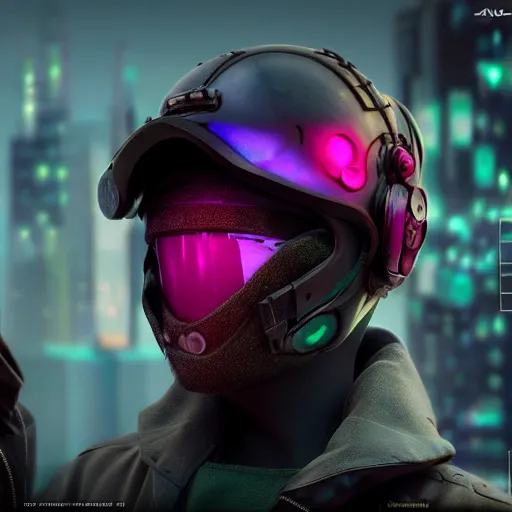 Image similar to cyberpunk helmet vray render octane