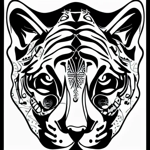 Image similar to tattoo stencil on paper detailed vector cougar