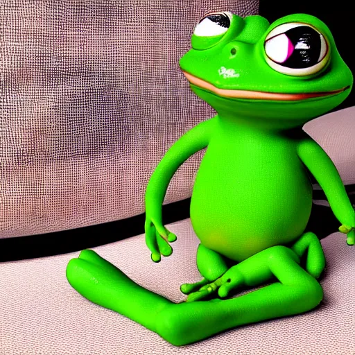 Image similar to Realistic pepe the frog alone and sad in his bedroom, cinematic perspective, studio shot, full hd