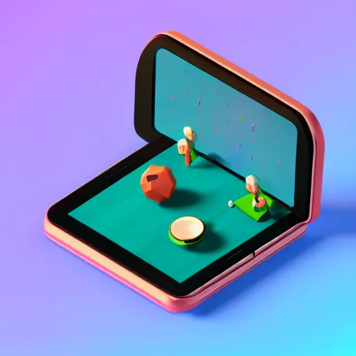 Image similar to a cute object of the pc monitor, mobile game, isometric art, centralised, mohamed chahin, blender cycles render, solid colours material, no background and shadows