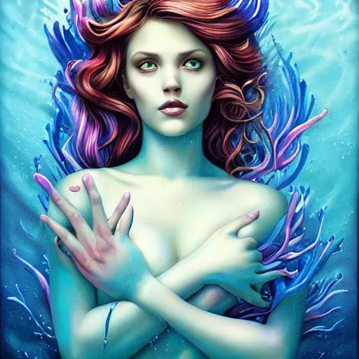 Image similar to Underwater mermaid portrait, Pixar style, by Tristan Eaton Stanley Artgerm and Tom Bagshaw.