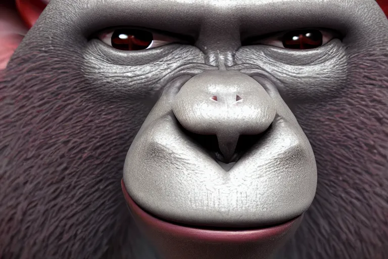 Prompt: sinister monkey smiling at camera, crystalline!!, ((octane render, nvidia raytracing demo)), masterpiece, closeup