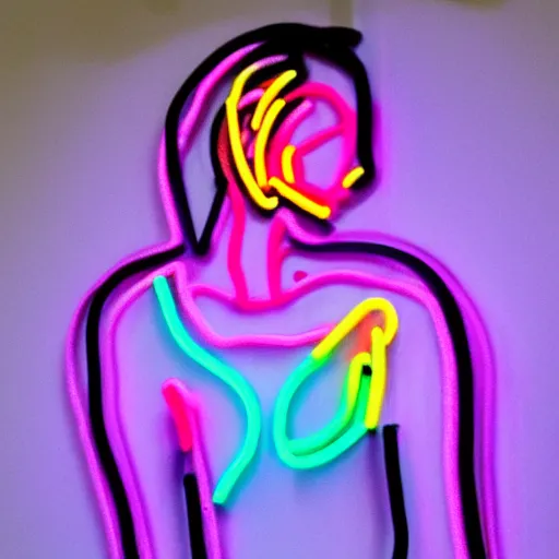 Image similar to a womens body 3 d neon art