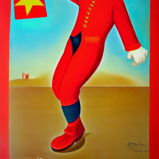 Prompt: communist clown portrait painting soviet propaganda poster overweight