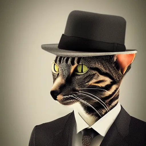 Image similar to a cat gentleman ~ photorealistic ~ digital art ~ cool ~