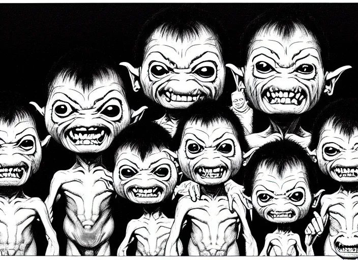 Prompt: black and white simple ms paint doodle of group portrait of anthropomorphic wide - angle group portrait of grey cute mr bean goblins looking funny, art by artgerm, bob eggleton, michael whelan, stephen hickman, richard corben, wayne barlowe, and greg rutkowski and alphonse mucha,