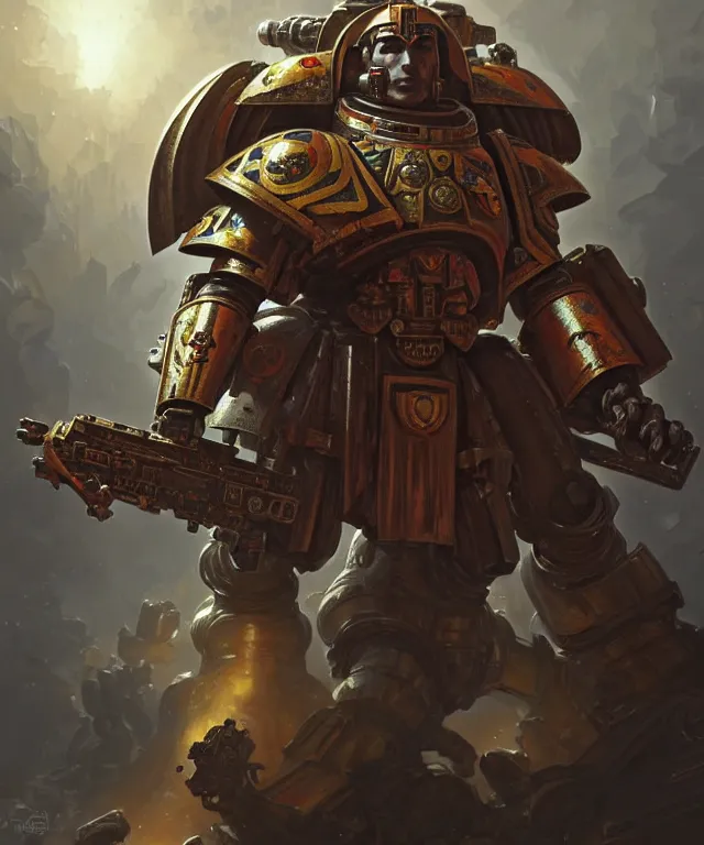 Image similar to Rishi Sunak as a Warhammer 40k Space Marine, portrait, fantasy, intricate, elegant, highly detailed, digital painting, artstation, concept art, smooth, sharp focus, illustration, art by artgerm and greg rutkowski and alphonse mucha