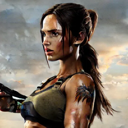 Image similar to Lara croft as Megan fox movie still