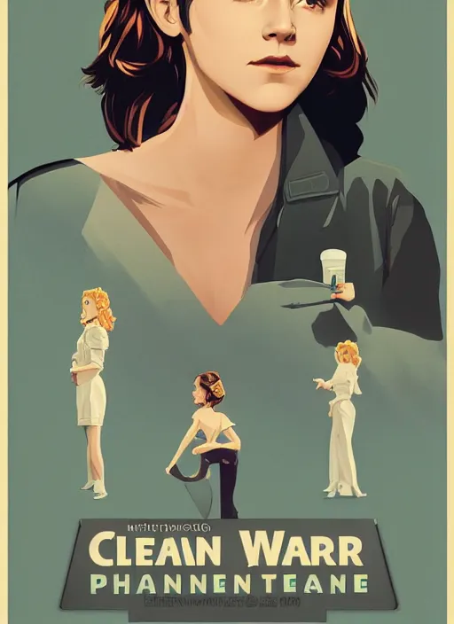 Prompt: poster artwork by Michael Whelan and Tomer Hanuka, Emma Watson and Kiernan Shipka in retro beauty pageant, clean, flat painting, trending on artstation and unreal engine