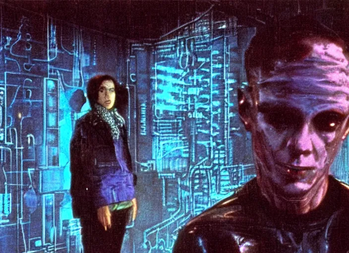 Prompt: scene from the 1 9 8 5 science fiction film neuromancer, incredibly detailed
