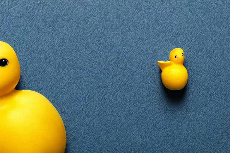 Image similar to a photo of a yellow rubber duck on a background of a blue ocean, front view, close up, photorealistic, 8 k