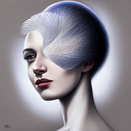 Image similar to behance contest winner, airbrush art, a painting of a woman, minimalist, skeuomorphic, detailed painting, very detailed, pop surrealism, an ultrafine detailed painting by rafal olbinski