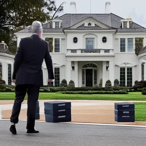 Prompt: FBI remove boxes at Donald Trumps house, hyper realistic photography, 8k,