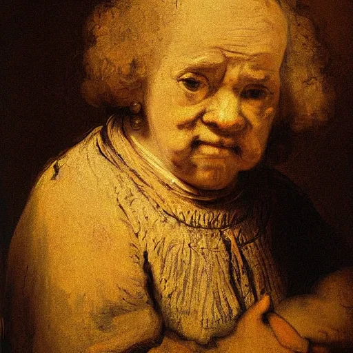 Prompt: a painting of absolutely devastated, sad, unhappy, miserable people faces by rembrandt