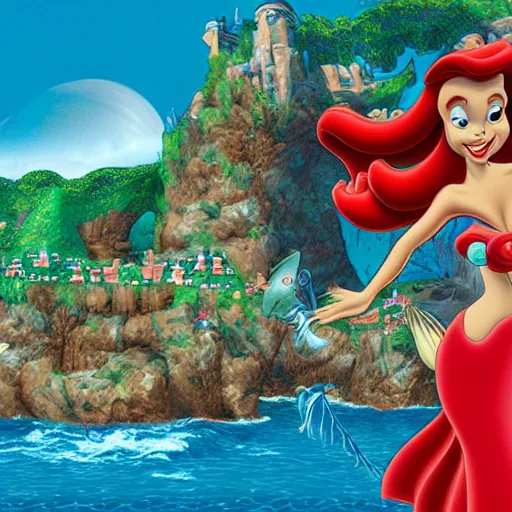 Prompt: Disney's Ariel as an PSX game