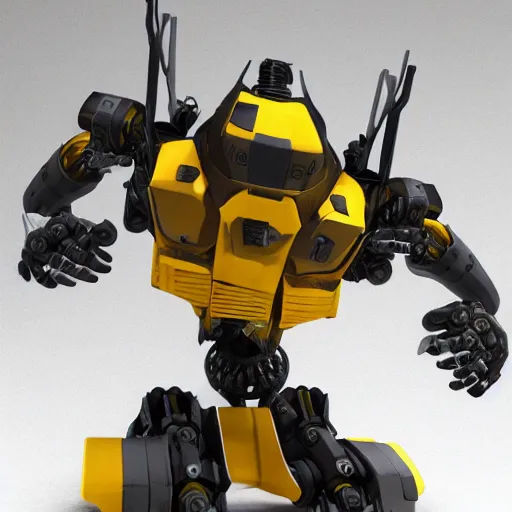 Image similar to hard surface, robotic platform, based on bumblebee, 6 claws, unreal engine