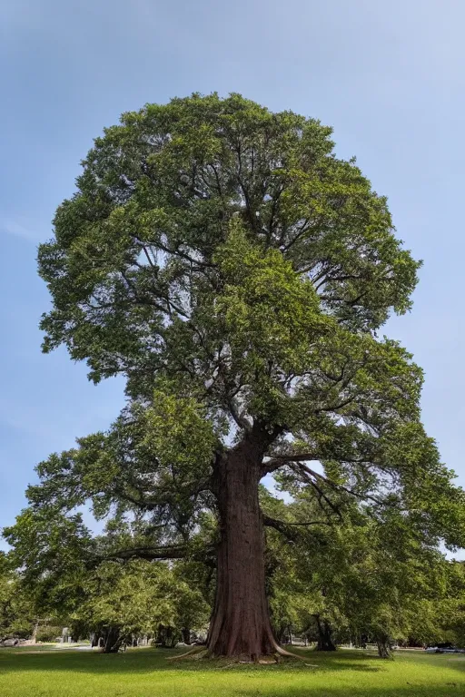 Prompt: enormous tree off life surrounded by sky scraper, distant photo