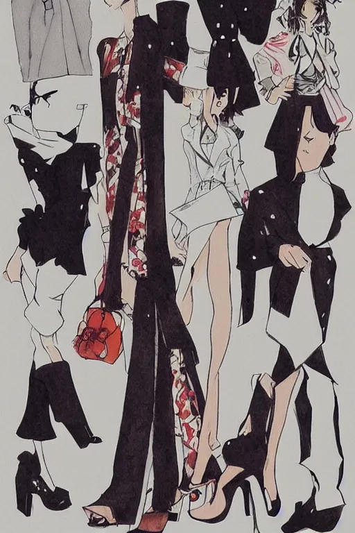 Prompt: a fashion illustration by kohei horikoshi