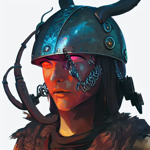 Image similar to cyberpunk viking helmet mask warrior goddess robot ninja fantasy, art gta 5 cover, official fanart behance hd artstation by jesper ejsing, by rhads, makoto shinkai and lois van baarle, ilya kuvshinov, ossdraws