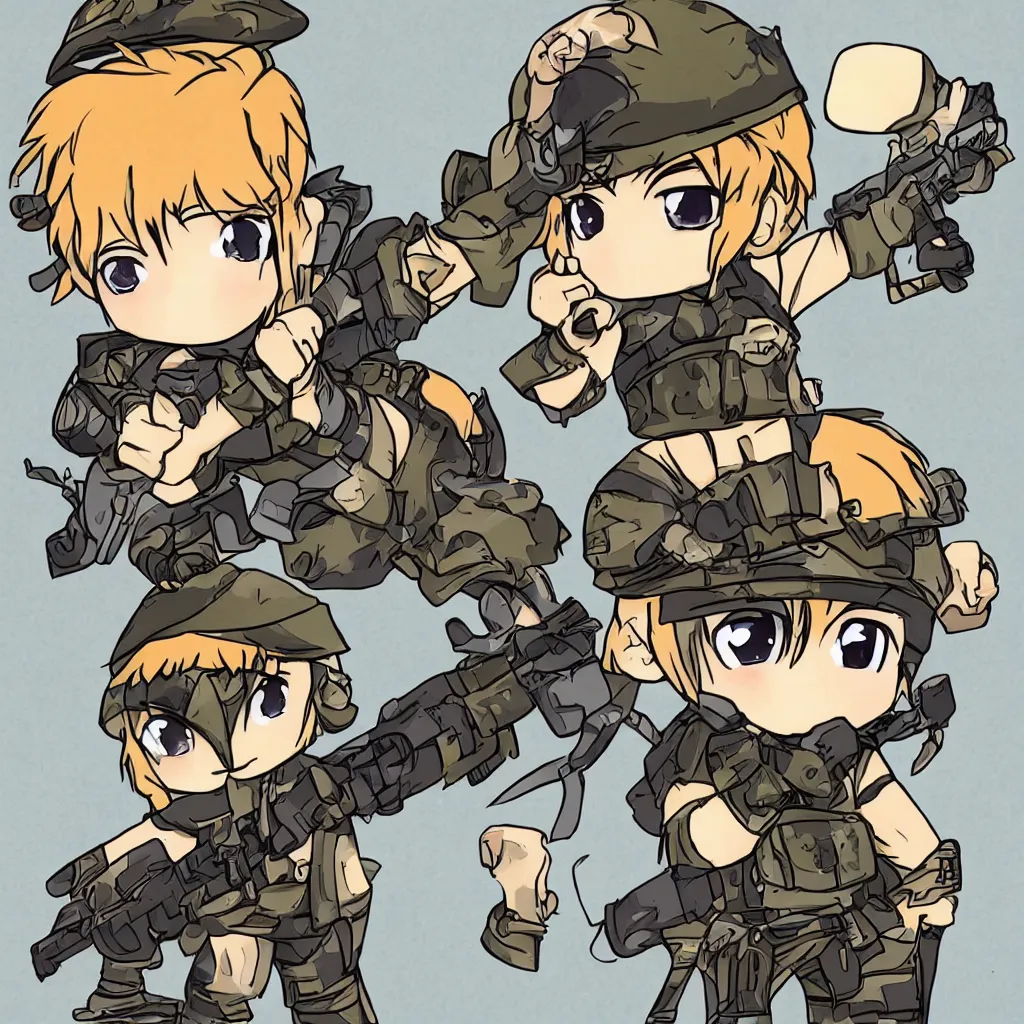 Prompt: chibi anime solider