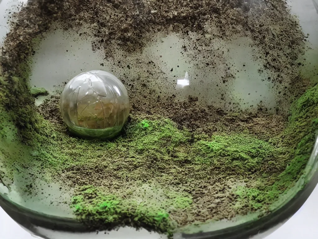 Prompt: miniature 3d clay melt fat human dirty grime and fith in a glass dome covered in moldy substances glowing with greenacular surprises!dream miniature 3d clay melt fat human dirty grime and fith in a glass dome covered in moldy substances glowing with greenacular surprises