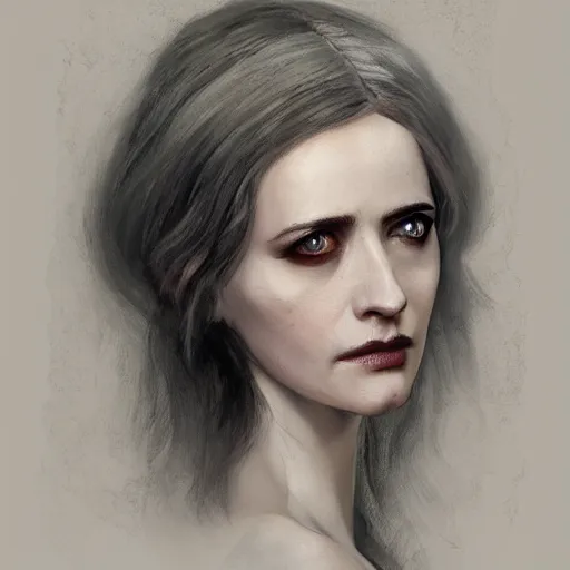 Image similar to portrait painting iris von everec, eva green, the witcher, artstation, detailed