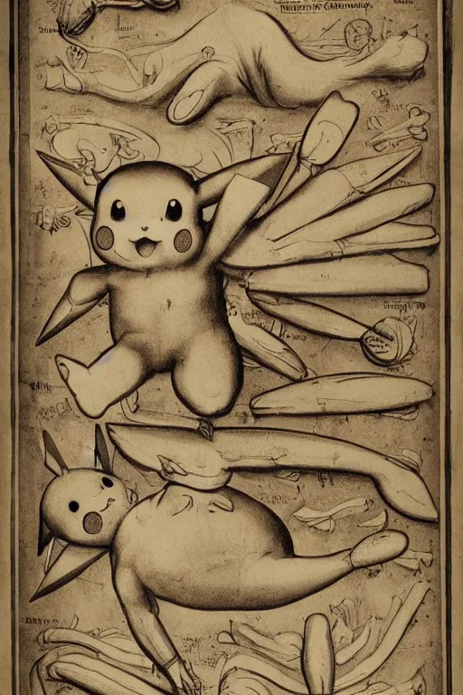 Image similar to 1 6 th century anatomy poster of pikachu, detailed, intricate, elegant, realistic,