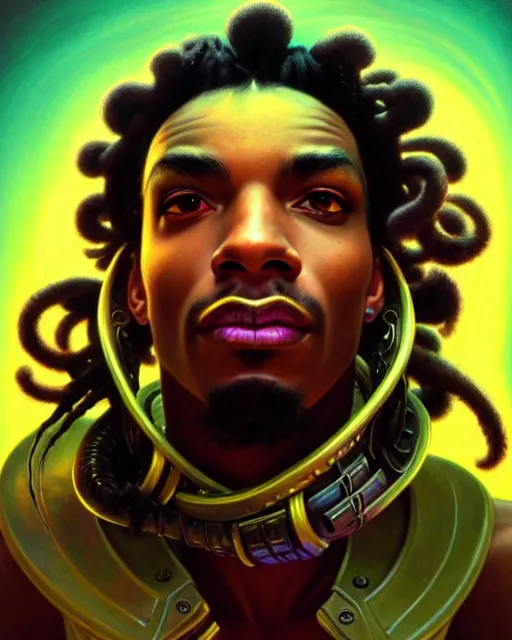 Image similar to lucio from overwatch, dreadlocks, fantasy, fantasy art, character portrait, portrait, close up, highly detailed, intricate detail, amazing detail, sharp focus, vintage fantasy art, vintage sci - fi art, radiant light, caustics, by boris vallejo