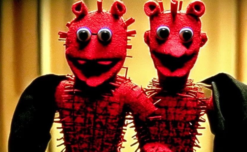 Image similar to the movie Hellraiser but it's all muppets vfx film