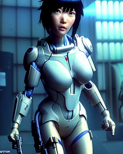 Image similar to weta disney pixar movie still portrait photo of motoko kusanagi the major ghost in the shell : : as cyborg woman by pixar : : by weta, wlop, ilya kuvshinov, rossdraws, artgerm, marvel, maxim cover, latex, octane render, sweaty, iridescent, bright morning, anime, octane render, 3 dcgi : :