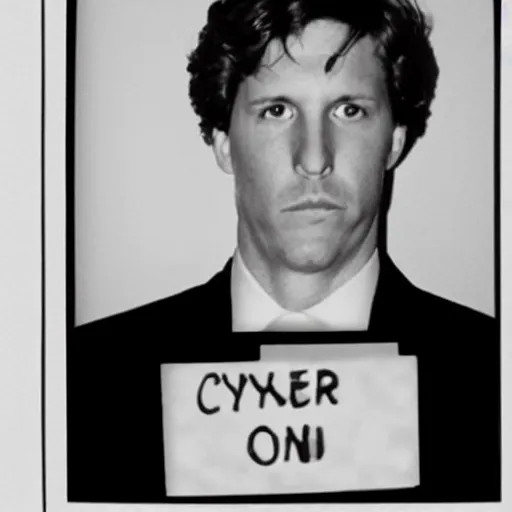 Image similar to black and white, mugshot, tucker carlson, crying like a baby