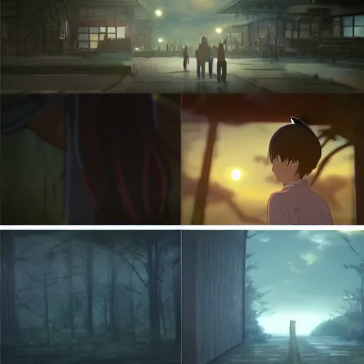 Prompt: hd makoto shinkai movie having a horror landscape