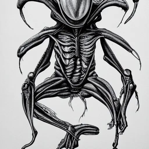 Prompt: alien drawing anatomy by Gottfried Bammes