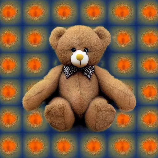 Image similar to a cute teddy bear covered in the Mandelbrot fractal