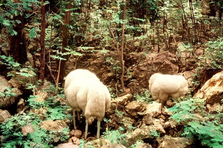 Prompt: a photo of a fleshy barrel ram in its natural habitat, kodak ektachrome e 1 0 0 photography