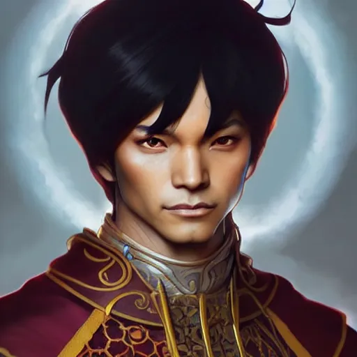 Prompt: Prince Zuko from avatar the last airbender, fantasy, intricate, elegant, highly detailed, digital painting, artstation, concept art, matte, sharp focus, illustration, art by Artgerm and Greg Rutkowski and Alphonse Mucha