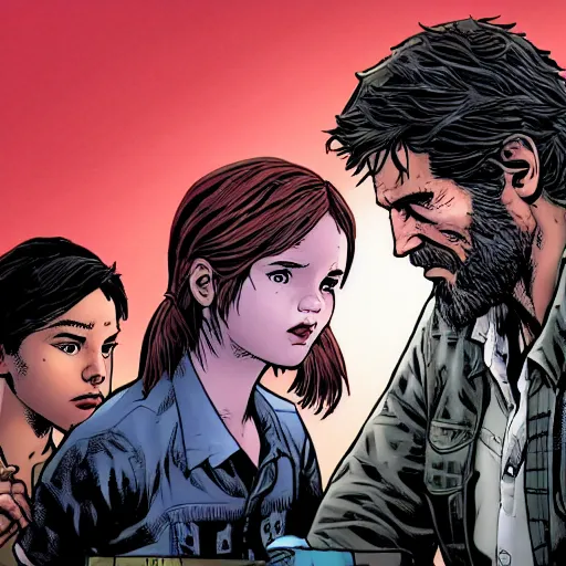 Image similar to the last of us, comic book panel, dc comics