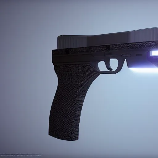 Prompt: futuristic pistol, brutalist, octane render, 4k, cinematic lighting, intricate detail, light and shadows