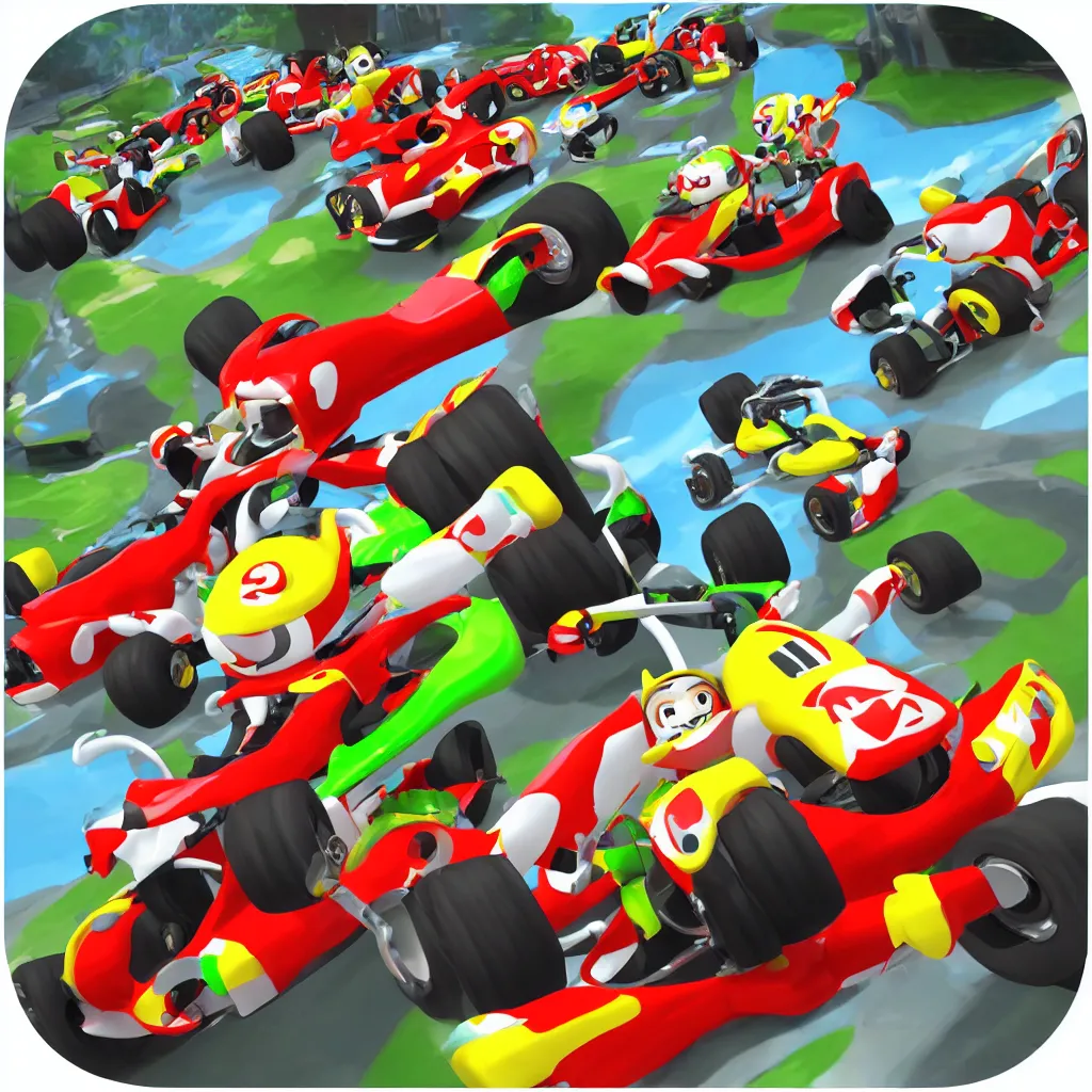 Image similar to kart racing game by nintendo crazy racetrack