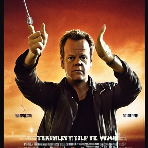 Prompt: movie poster of jack bauer working for the scp foundation